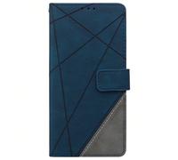 Étui de téléphone portable en cuir PU avec motif patchwork triangulaire, base pliante style portefeuille avec fermeture magnétique. Convient à plusieurs marques et modèles de téléphones. Étanche, anti