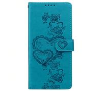 Étui de téléphone portable en PU de couleur unie, étui de téléphone portable magnétique avec fente pour portefeuille à rabat, étui de protection avec motif en forme de cœur. Convient à plusieurs marqu
