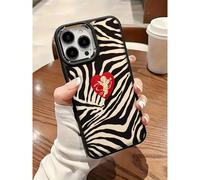 Étui de téléphone portable en silicone TPU avec motif rayures de zèbre en forme de cœur d'ange. Protection intégrale du corps, antichoc, anti-chute, en caoutchouc souple. Compatible avec iPhone, étanc