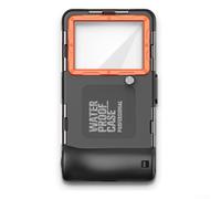 Étui de téléphone portable étanche pour la plongée avec tuba, protection de profondeur de 15 m avec écran tactile sous-marin pour tous les smartphones (noir + orange)