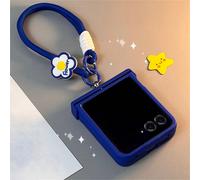 Étui de téléphone portable mignon à motif floral bleu Klein, couleur unie, compatible avec Samsung Galaxy ZFlip7/6/Flip5/Flip6/Z/Flip4/3, housse de protection pliable Galaxy Z Flip3 5G,Galaxy Z Flip5