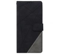 Étui de téléphone portable patchwork avec éléments patchwork, motif patchwork triangulaire en cuir PU, avec base pliante style portefeuille et fermeture magnétique. Convient à plusieurs marques et mod
