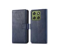 Etui de télephone portefeuille de luxe pour Motorola Edge 70 - Bleu foncé