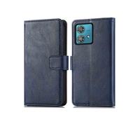 Etui de télephone portefeuille de luxe pour Motorola Moto G84 - Bleu foncé