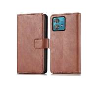 Etui de télephone portefeuille de luxe pour Motorola Moto G84 - Marron