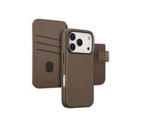 Accezz Étui de télephone portefeuille en cuir 2-en-1 avec MagSafe pour Apple iPhone 17 Pro - Marron café
