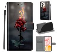 Étui de téléphone pour Honor 400 (6,55 pouces), avec fentes pour cartes, fermeture magnétique, résistant aux chocs, étui en cuir rose feu