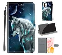 Étui de téléphone pour Honor 400 (6,55 pouces), avec fentes pour cartes, fermeture magnétique, résistant aux chocs, étui en cuir motif loup