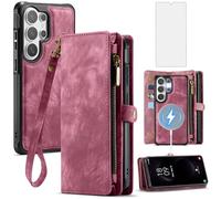 Étui de téléphone pour Samsung Galaxy S26 Ultra 5G Fermeture éclair Portefeuille magnétique amovible avec protecteur d'écran MagSafe et porte-cartes à rabat Cell S26Ultra 26S S 26 26Ultra SM-S948U 6,9