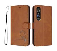 Étui de téléphone pour Sony Xperia 1 VII (septième génération), portefeuille en cuir synthétique avec blocage RFID, emplacements pour cartes, béquille et résistant aux chocs, marron