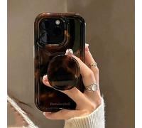 Étui de téléphone premium style Ins avec support ambre, compatible avec iPhone 15 Pro Max, Apple 14 Pro, 13, 12 Pro, 11, étui de protection créatif pour femmes influenceuses Apple 14, automne/hiver iP