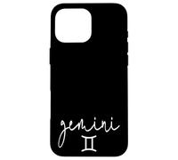 Étui de téléphone qui dit signe horoscope Gémeaux noir et blanc Coque pour iPhone 16 Pro Max
