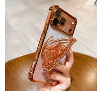 Étui de téléphone résistant aux chutes et anti-chute compatible avec iPhone 17, transparent et élégant, avec revêtement électrolytique, coussin d'air absorbant les chocs, sable mouvant et support papi