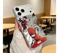 Étui de téléphone série Marvel, design Spider-Man style bande dessinée noir & blanc, compatible avec iPhone 17 Pro, 12 Pro, 14 Pro Max, 16 Pro Max, IP17, 16 Plus, 15 Pro Max, IP16, 14 Plus, 15 Pro, IP