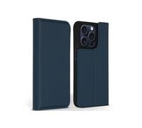 Accezz Étui de télephone Slim Folio en cuir de qualité supérieure pour Apple iPhone 15 Pro - Bleu foncé