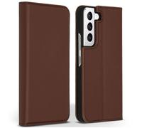 Étui de téléphone Slim Folio en cuir de qualité supérieure Samsung Galaxy S22 Plus Brun Accezz