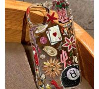 Étui de téléphone transparent avec motif sticker bomb de cowboy occidental, housse de protection antichoc de style bohème, design collage de boules de chance, convient pour IPhone 13/15/16/17pro/17/14
