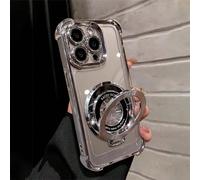 Étui de téléphone transparent de luxe anti-chute avec support magnétique et support anneau, compatible avec iPhone 17/6/7/8/X/XS/XR/11/12/13/14/15/16e, Galaxy S22/23/24, A04/05/06/A07/A17/A14/A15/A16/