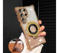 Étui de téléphone transparent de luxe plaqué électrolytique avec support magnétique à anneau, antichoc et anti-chute, paillettes de strass, style Y2K, nouvelle mode d'été en silicone souple, compatibl
