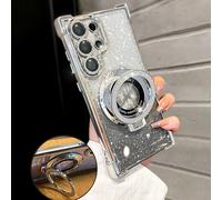 Étui de téléphone transparent électrolytique de luxe avec support magnétique à anneau, antichoc, anti-chute, paillettes de strass, style Y2K, nouvelle mode d'été en silicone souple, compatible avec iP