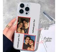 Étui de téléphone transparent personnalisable en TPU, design double, étui en silicone transparent, couvercle de protection de l'objectif, compatible avec 17, 16, X/8P/11/12/13/14/15/16E/17/Pro/Pro Max