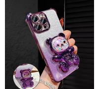 Étui de téléphone transparent plaqué électrolytique de luxe, support d'ours mignon et créatif, style Y2K scintillant, nouvelle mode d'été en silicone antichoc et souple, compatible avec iPhone 16/16e/