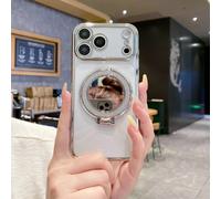 Étui de téléphone transparent plaqué or de luxe, antichoc, paillettes DIY, miroir, support, coque de protection pour iPhone 17/6/7/8/X/XS/XR/11/12/13/14/15/16e, Galaxy S22/23/24, A04/05/06/A07/A17/A14