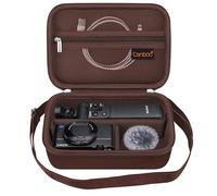 Etui de transport Canboc pour Sony ZV-1F/ZV-1/ZV-1 II Vlog Caméra numérique & Kit d'accessoires Vlogger Trépode, Sac de rangement de voyage avec sangle, câble de poche en maille,marron(étui seulement)