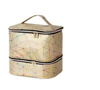 Étui de Transport Double Couche, Sac Rangement en PU, étui Portable for Vernis à Ongles, Maquillage, Lampe, Gel, Kits pour Ranger Les Accessoires de Nail Art(Golden)