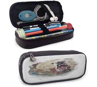 Étui De Transport En Cuir Pour Ours, Dessin À L'aquarelle, Style En Colère, Animal Sauvage, Aggrive, Grondement Vicieux, Crocs, Pochette Pour Crayons De Couleur