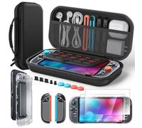 Étui de Transport et Coque Protection Écrans pour Nintendo Switch 2, Noir | Klipdasse 5en1 Kit d'accessoires: Housse Portable, Coque Cristal, 2x Protecteurs Écran, Bouchons Silicone, Capuchons Joystick