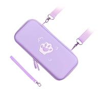 Étui de transport mignon en forme de griffe de chat, boîte à coque rigide en PU de qualité supérieure, rangement spacieux, support tout-en-un pour commutateurs, console de jeu, (Violet lavande)