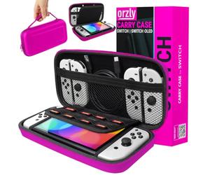 Étui de transport Orzly compatible avec le commutateur Nintendo et la nouvelle console de commutateur OLED -rose Étui de transport de voyage protecteur et portable avec poches pour accessoires et jeux