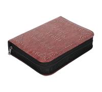 Étui de Transport pour Bible en Cuir PU Marron, Style Vintage | Poignée Supérieure, Fermeture Éclair Intégrale, Fentes pour Stylos, pour Petites Bibles et Livres, Motifs Rétro