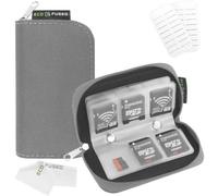 Étui de Transport pour Carte mémoire - Adapté pour Cartes SD et SDHC - 8 Pages et 22 logements - Chiffon de Nettoyage en Micro-Fibre ECO-FUSED