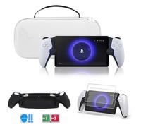 Étui de Transport Rigide pour Playstation Portal,Housse de Protection Portable Compatible PS5 Portal, kit Accessoires de Voyage avec Coque Silicone,2 Verres trempés,4 Grips Joystick (Blanc)