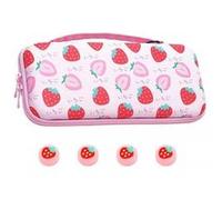 Etui de transport Strawberry pour Console et accessoires Nintendo Switch/OLED FONGWAN avec épaule 4pcs Etui Casquette Joy-con