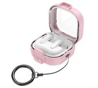 Étui de verrouillage de sécurité robuste en ABS pour Samsung pour Galaxy Buds 4 ainsi que Buds 4 Pro avec porte-clés pratique Protection complète Construction légère Blanc (rose)