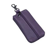 Étui de voiture en cuir synthétique pour homme et femme - Petit portefeuille à fermeture éclair - Porte-clés - Organisateur de cartes - Pochette de voiture, violet, One Size
