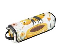 Étui de voyage 2 en 1 pour fer à friser avec tapis amovible résistant à la chaleur imperméable à l'eau pour outils chauds, fer à friser, fers plats, volumateur de cheveux, collecte des abeilles miel