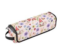 Étui de voyage 2 en 1 pour fer à friser avec tapis résistant à la chaleur Cottagcore Bunny Botanical Garden Organiseur d'outils de coiffure portable pour fer plat, outils chauds et accessoires de