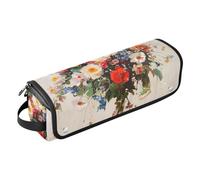 Étui de voyage 2 en 1 pour fer à friser avec tapis résistant à la chaleur, organiseur d'outils pour cheveux de grande capacité pour fers plats, lisseurs, fers à friser, bouquet de fleurs, essentiels