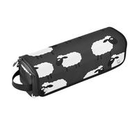 Étui de voyage 2 en 1 pour fer à friser et tapis résistant à la chaleur avec fermeture éclair double couche pour fer plat, fer à lisser, fer à friser, ardoise de mouton noire et blanche