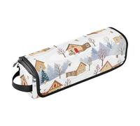 Étui de voyage 2 en 1 pour fer à friser et tapis résistant à la chaleur avec fermeture éclair pour l'hiver, la neige, l'arbre de Noël, étui de voyage imperméable pour fer à friser plat, fer à lisser