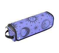 Étui de voyage 2 en 1 pour fer à friser et tapis résistant à la chaleur avec fermeture éclair violet bleu soleil et lune grande capacité pour fer à lisser, fer à friser, sèche-cheveux