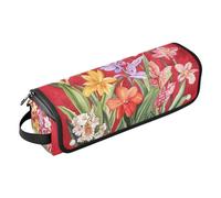 Étui de voyage 2 en 1 pour fer à friser et tapis résistant à la chaleur, organiseur étanche pour fer à friser plat, outils chauds et accessoires de soins capillaires, rouge Lily Canna