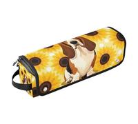 Étui de voyage 2 en 1 pour fer à friser et tapis résistant à la chaleur, sac de voyage pour fer à lisser plat, fer à friser, joli basset hound tournesol accessoire d'art