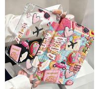 Étui de voyage Éléments de base, étui de protection pour tablette Air 4/5 10,9", 7/8/9 10,2" avec design de carte de voyage, avion, voiture, panneau routier, fente intégrée pour crayon, compatible ave