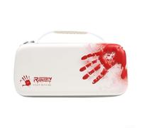 Étui de voyage léger pour Nintendo Switch 2 avec un design accrocheur d'empreintes de main de sang et un grand espace de rangement (blanc et rouge)