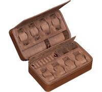 Étui De Voyage Pour 8 Montres, Lunettes De Soleil, Bagues Et Boutons De Manchette - Ecrins Pour Montres Pour La Plupart Des Montres Et Montres Intelligentes (Verde/Marrone)